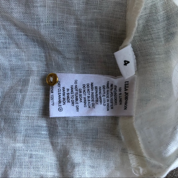 Ulla Johnson Top Ivory Short Sleeve Lace Linen 4 - Picture 10 of 11